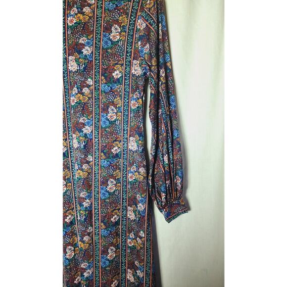 VTG 70s Huk A Poo Floral Maxi Dress Medium Long sleeve modest Prairie cottage - Picture 6 of 6